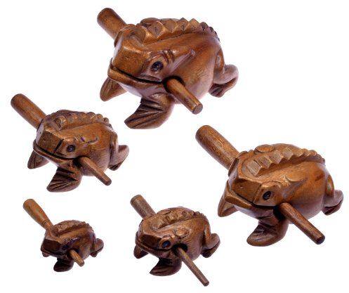 5 Klangfrösche im Set - Klang Frösche - Klangtiere - Musik Frösche - Musik-Percussion-Instrumente aus Holz