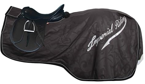 Imperial Riding Ausreitdecke IRH Super-Dry 0 g, wasserdichte Pferde-Abschwitz- und Trainingsdecke ohne Füllung mit Klettverschluss, Schweiflatz und reflektierenden Details, Schwarz, S