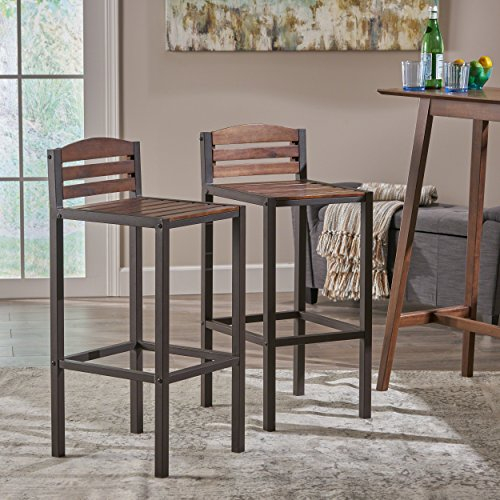 Christopher Knight Home 303978 Barhocker Lilith aus Akazienholz, Dunkelbraun/rustikales Metall