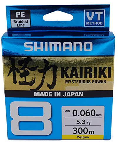Shimano Kairiki 8 300 Meter gelb geflochtene Angelschnur 59WPLA68R3