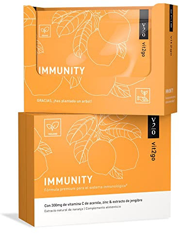 Vit2go IMMUNITY (10 sobres) - Refuerzo con vitaminas, Zinc y extracto de jengibre