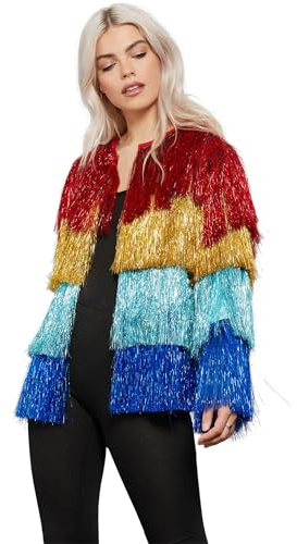 Smiffys Damen Smiffys Fever Tinsel Festival Jacket Smiffys Fever Lametta Festival Jacke