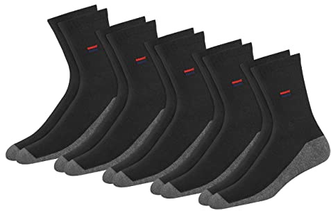 NAVYSPORT 5 par herrstrumpor dam sportstrumpor tennisstrumpor bomullsstrumpor (svart, 5 par, EU 43–46), Svart (förpackning med 5), 43-46 EU