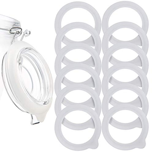 LUTER 12pcs Silicone Jar Seal Replacement Airtight Silicone Seal Gaskets for Mason Jar Lid, Wide Mouth Glass Jars