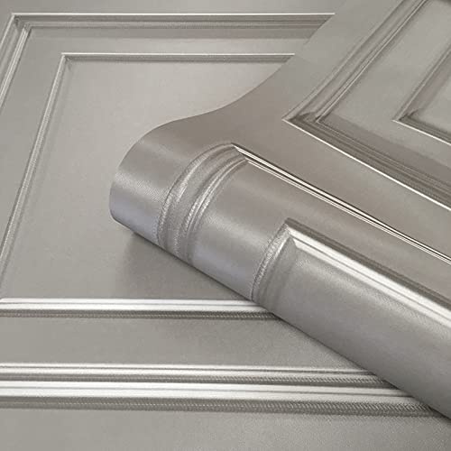 YöL Grey Sample Amara Wood Panel Effect Wallpaper Textured Vinyl