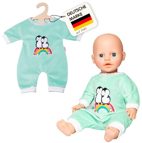 Heless 1181 – Grenouillère pour poupée au Design Pingouin à Pois en Velours Doux avec Broderie de Haute qualité, Taille 28-35 cm