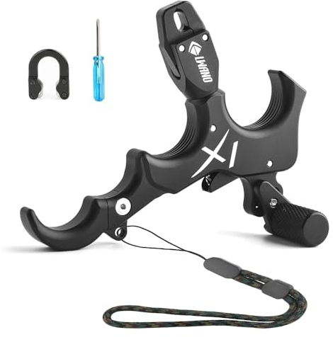 SHARROW Bogenschießen Compound Bogen Release Aids 3 oder 4 Finger Daumen Release Aluminiumlegierung Automatische Freisetzung Trigger Spannhilfen mit Metall D-Loop für die Jagd