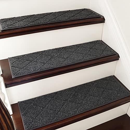 COSY HOMEER Alfombra antideslizante para peldaños de escalera de 28 x 9 pulgadas, para interiores para peldaños de madera, alfombras de escalera para niños y perros, 100% poliéster, respaldo de