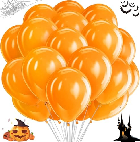 LUKIUP Orange Luftballon Halloween-Kürbisfarbe, 100 Stück 10 Zoll Orange Latex Ballons, Ballons Partydekoration Geeignet für Halloween Graduierung Karneval Thema Party