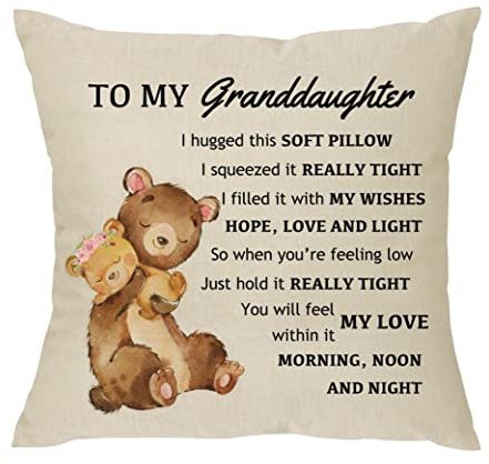 XUNLIZXY To My Granddaughter Pillowcase Gift,Funny Granddaughter Pillow Cover For Girls Birthday Christmas Granddaughter Gift From Grandparents Cushion Cover 18x 18