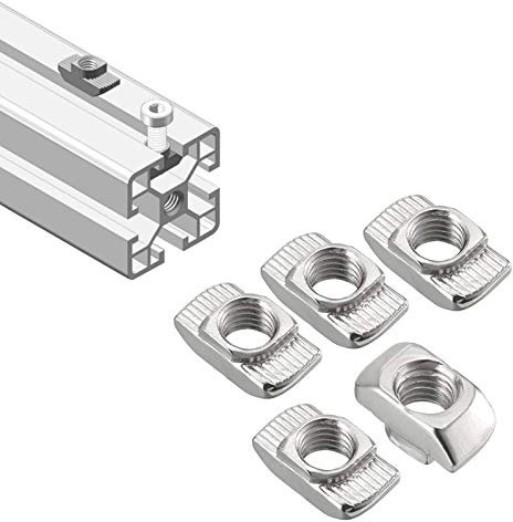 QIJINTRID 50 Stück 2020 Aluminiumprofil M5 T-Muttern Set Gewinde Europäischer Standard Hammerkopf Befestigungsmutter halbrunde Rolle für 20er Serie Aluminium Extrusionsprofil T-Schlitz 6 mm