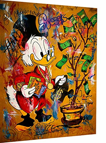 Magic Canvas Art - Bilder Dagobert Duck Pop Art Leinwandbild 1- teilig Hochwertiger Kunstdruck modern Wandbilder Wanddekoration Design Wand Bild B8302, Größe: 60 x 40 cm