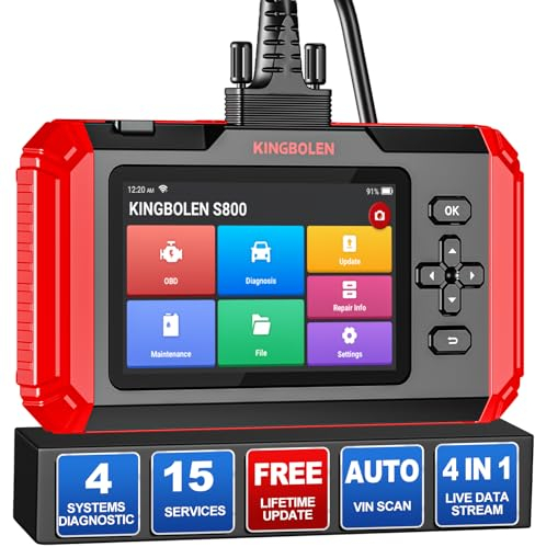 KINGBOLEN S800 OBD2 Diagnosegerät, KFZ-Codeleser Für 4 Systeme Motor/Getriebe/ABS/SRS Und 15 Zurücksetzen, Öl EPB SAS TPMS,DPF usw,Lebenslanges Kostenloses Update,Obd2 Diagnosegerät Für Alle Fahrzeuge