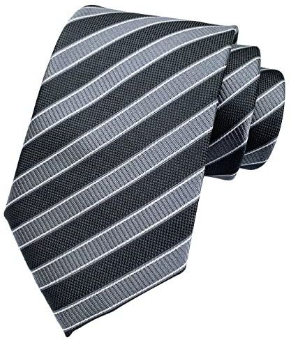 marysgift Striped Tie Mens Classic Black Grey Silk Necktie Formal Party College Daily Jacquard Woven Business Ties (TW-01 Black Stripe, 73)