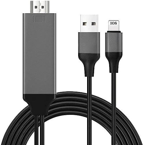 Mokeum HDMI Adapter Cable for Phone to TV, 1080P HDTV HDMI Connector Adapter Cable Compatible for iPhone 14/13/12/11/XS/X to TV Projector Monitor (Black)