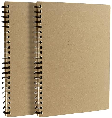NAMYEUT 2 Stück A4 Skizzenbuch Spiralbindung, 30 Blatt/60 Seiten 160gsm Hardcover Skizzenbuch Blanko Skizzenbücher Zeichenblock, A4 Skizzenblock Zeichenheft für Geeignet zum Zeichnen, Skizzen