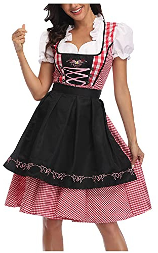 Oktoberfestdräkt för kvinnor, renässansklänning, tysk Dirndl-klänning, traditionell dräkt för bayersk karnevalsfest, flickdräkt för ölfest, med förkläde, hembiträdesdräkt, miniklänning, cosplaydräkt,