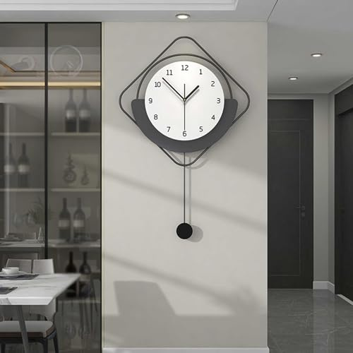 TWFJEL Wanduhr Modern, Nordischer Stil Minimalistisch Wanduhren Groß Metallrahmen + Zifferblatt aus Holz Wanduhr ohne Tickgeräusche Kreativ Art Deco für Wohnzimmer Schlafzimmer Büro Küche, 40 * 62 cm