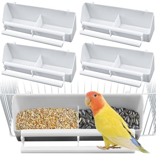 Nizirioo 4 Pièces Mangeoire À Oiseaux, Bols À Sépia pour Oiseaux, Abreuvoir pour Oiseaux Bol À Mangeoire, pour Perroquets, Petits Oiseaux, Pigeons, Perruches(Blanc)