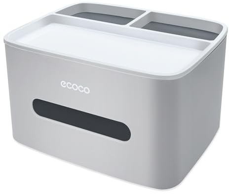 Multifunktionale Taschentuchbox-Abdeckung, Taschentuchbox-Abdeckung mit Aufbewahrung, Schreibtisch-Aufbewahrungsbox, Taschentuchhalter,Spender geeignet für Kommode, Küche,Badezimmer, Bürotisch (grau)