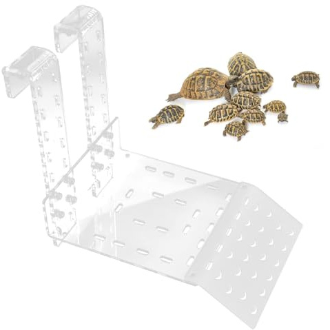 Ejoyous Plateforme Flottante Transparente pour Tortue Aquatique, Rampe d'escalade Réglable, Terrasse de Repos pour Aquarium