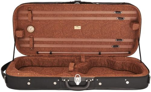 Doppelkoffer Geigenkoffer Hart 4/4 Länglich Classic Schwarz - Paisley Honig M-case