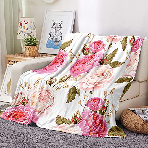 EHOMERY Manta Fria para Personas Cobija De Verano Mantasleep Cobija para Sofa Flores Paisaje Manta Verano Mantas Decorativas Suaves Y Cómodas Blanco 100x70cm