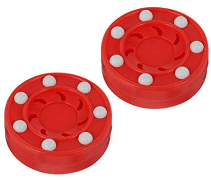 YARNOW 2 Puck per Hockey su Rulli in Pp Rosso Leggero e Antishock per Allenamento Quotidiano su Calcestruzzo Liscio e Partite di Pattinaggio Professionale