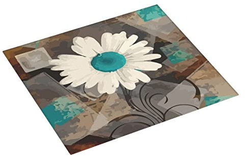 351 Geschirrabtropfmatte Blaugrüne Braune Rustikale Gänseblümchen Blume Spülbeckenmatte Saugfähige Trockenmatte Leicht Zu Reinigen Trockenmatte Für Die Küche, Für Küche, Tasse, 41x46cm