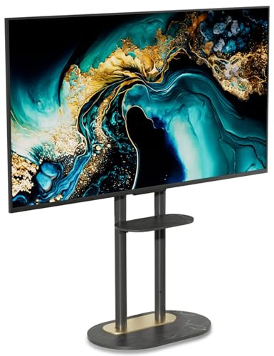unho Soporte TV de Pie de Base de Efecto Mármol Regulable en Altura Soporte de Suelo para Televisión Universal para de 40-75, VESA 600x400mm, Garga de 40kg, Estilo Morderno (Negro)