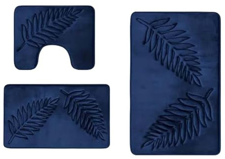 Xafrstyu Badezimmerteppich Set 3 Teilig, Duschmatte Badematte rutschfest, Weiche Badvorleger Saugfähige Duschvorleger, 40×60cm Badvorleger, 40×50cm WC Vorleger, 50×80cm Kleiner Badematten (Blau)