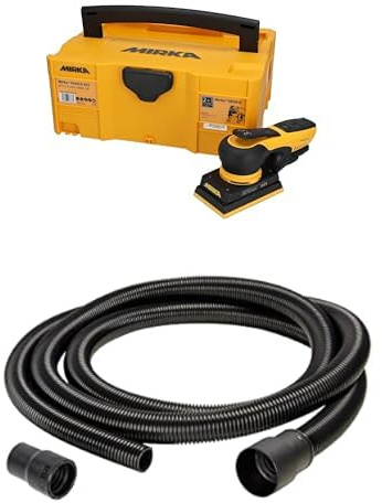 Mirka DEOS II 353 Ponceuse vibrante en coffret 81x133mm 300 W à faible vibration et Tuyau d'aspiration antistatique 4m