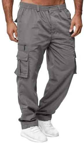 SRZYMJ Chino Hose Herren Badeshorts Herren Sporthose Kurz Mit Reißverschlusstaschen Leinen Sommerhosen Herren Wanderhose Kurz Tanzstrumpfhose Dunkelgrau Herrenhosen Herren Slim Fit XXL