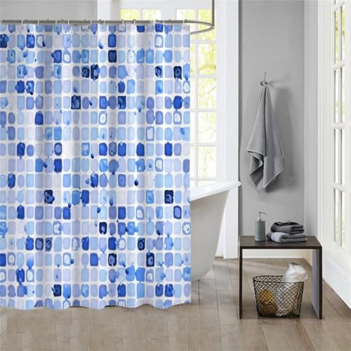 Duschvorhang BlueShower Curtain Curtains, Duschvorhänge Duschrollo 180x180cm Duschvorhang Mit Gewicht Badewanne, Duschrollo für Badewanne Duschvorhang Textil Stoff Waschbar Bad Vorhang Badevorhang 187