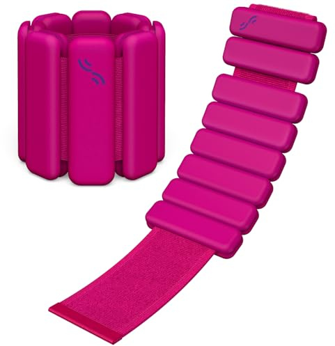 Sportneer Bärbara viktmanschetter – set om 2 (0,5 kg & 1 kg) för kvinnor och män, ankelviktsset för yoga, dans, aerobics, löpning, promenader (rosa pion)