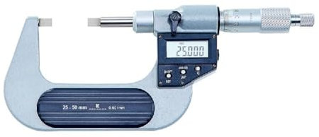 Bügelmessschraube digital 25-50 mm zur Nutenmessung IP-65 mit Kalibrierzertifikat DIN EN ISO 17025
