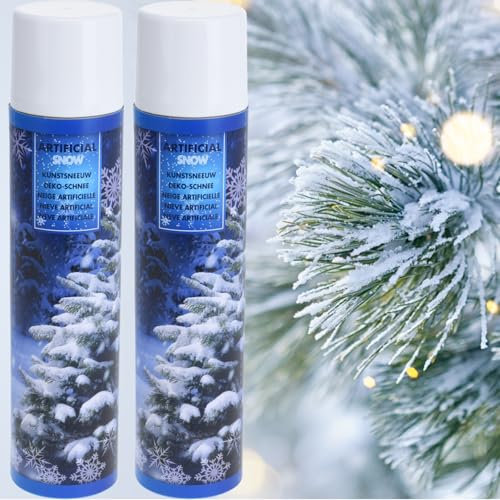 2x 300ml Schneespray Weihnachtsbaum - Schnee Spray Baum Kunstschnee Dekoschnee Spraydose Snow Foam Weihnachtsdeko Sprühschnee Deko Fake Snow Spray Fenster Weihnachten Kunstschnee Spray Tannenbaum