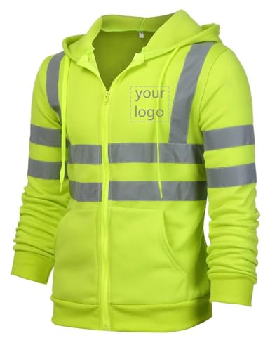 Kapuzenpullover mit Individuellem Logo, Personalisiertes Herren-Sweatshirt mit Hoher Sichtbarkeit, Warnschutz-Pullover, Arbeitskleidungsjacke mit Reflektierenden Streifen Color4,M