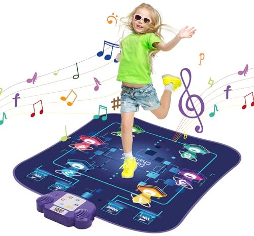 VEVOR Tanzmatte, 6-Tasten-Tanzmixer, Musikmatte, elektronisches Tanzpad mit kabellosem Bluetooth, LED-Leuchten, 5 Spielmodi, einstellbare Lautstärke, integrierte Musik, Ideal für Kinder ab 3 Jahren