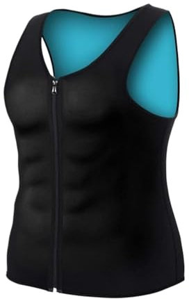 Lendenwirbelstütze Kompressionsshirt Ärmellos Slimming Neopren Weste Hot Sweat Shirt Body Shaper Rückenstützgürtel(Blue,4XL)