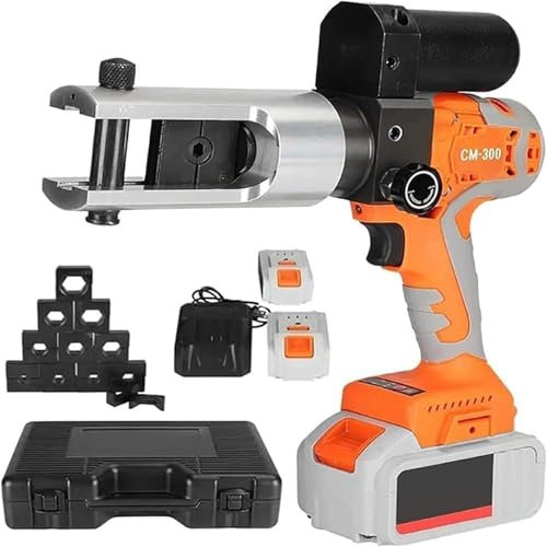 ZephyrGlow Crimpadora Hidráulica Recargable - 16-300mm², con 2 Baterías Y 11 Troqueles, para Terminales De Cobre Y Aluminio