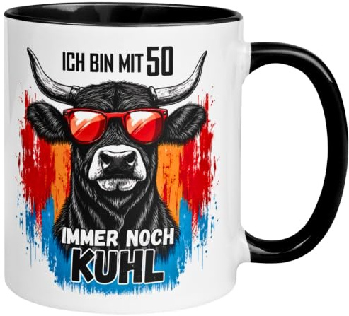 50. Geburtstag Mann Geschenk Tasse | Ich bin mit 50 immer noch Kuhl | Lustiges Geburtstagsgeschenk für Männer zum 50. Geburtstag – Von Hand bedruckt im Familienbetrieb aus Deutschland