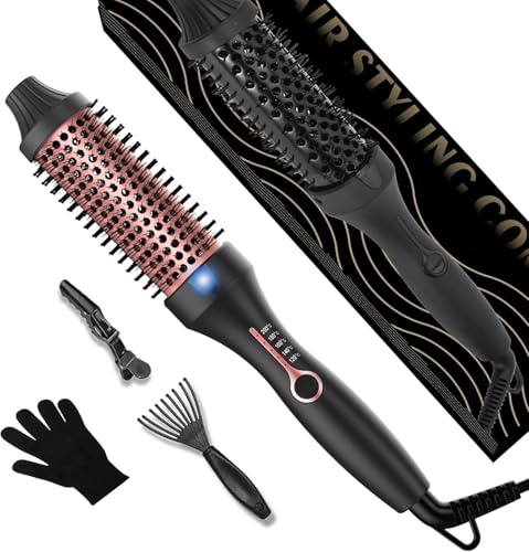 Thermal Brush Wärmebürste 38mm, Thermobürste Rundbürste 120-200℃, Heat Brush Double Spannung Erhöhen Sie das Haarvolumen, Verwendet als Kamm, Glätteisen, Lockenstab, Leichte Kompakte Größe