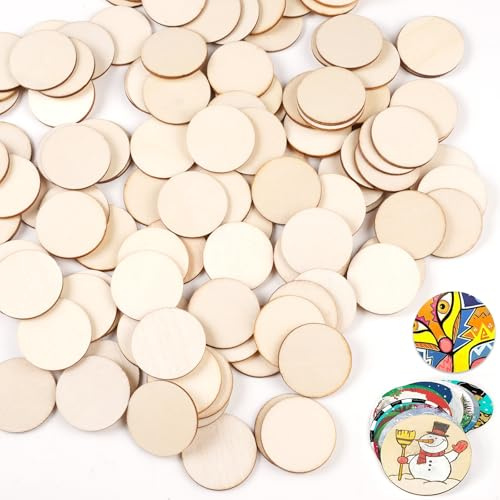 240 stycken träplattor runda, 30 mm × 30 mm runda träskivor, rund träskiva för skyltning, mini träloggskivor runda, små träbrickor för hantverk, märkning, lasergravering, snideri, målning