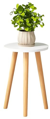 SFHKZCM Plant Stand Indoor Outdoor - Flower Pot Holder Shelf for Garden, Balcony, Living Room - 30x40cm Plant Shelf for Succulents, Herbs, Potted Plants - Rustic Warm White Wooden Storage Rack (40cm)