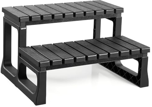 VEVOR Escalera de Piscina de 2 Peldaños para Bañera, PP, para Piscinas Elevadas/Inflables con Capacidad de Carga de 145,15 kg, Versátil para Porches, Patios y Autocaravanas, 610 x 535 x 365 mm
