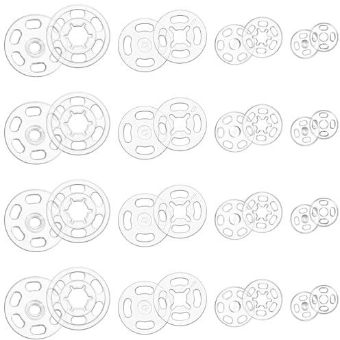 120 Paar Druckknöpfe,Druckknöpfe zum Annähen,Kunststoff Druckknöpf Transparent,Unsichtbare Annähen Knopf Runde Druckknopf für Nähen Kleidung DIY Handwek-7mm/13mm/15mm/20mm