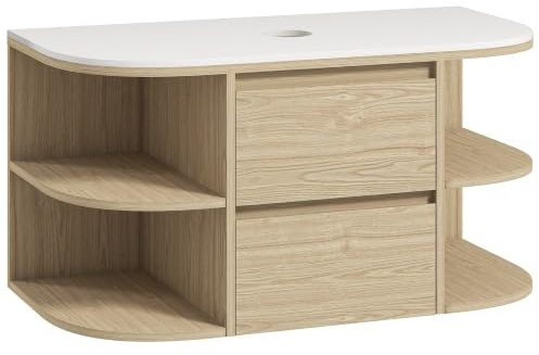 HOMCOM Meuble sous lavabo Suspendu, Meuble sous Vasque 90x45x46 cm, Marron | Tiroirs à Fermeture Douce, Étagères