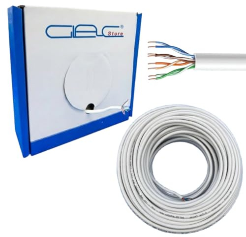 Glac Store Bobina LAN CAT.5E UTP, cable de red Ethernet Gigabit 10/100/1000, 8 hilos 24 AWG, CCA 0,5 mm, ideal para streaming, juegos, videovigilancia, 50/100/305 metros (100 m)