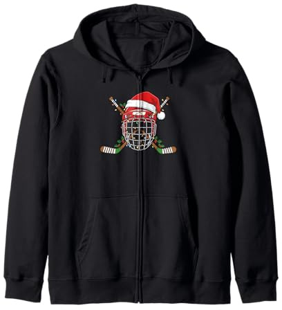 Casco da Hockey su Ghiaccio di Babbo Natale, per Uomini, Ragazzi, Ragazzi e Adolescenti Felpa con Cappuccio